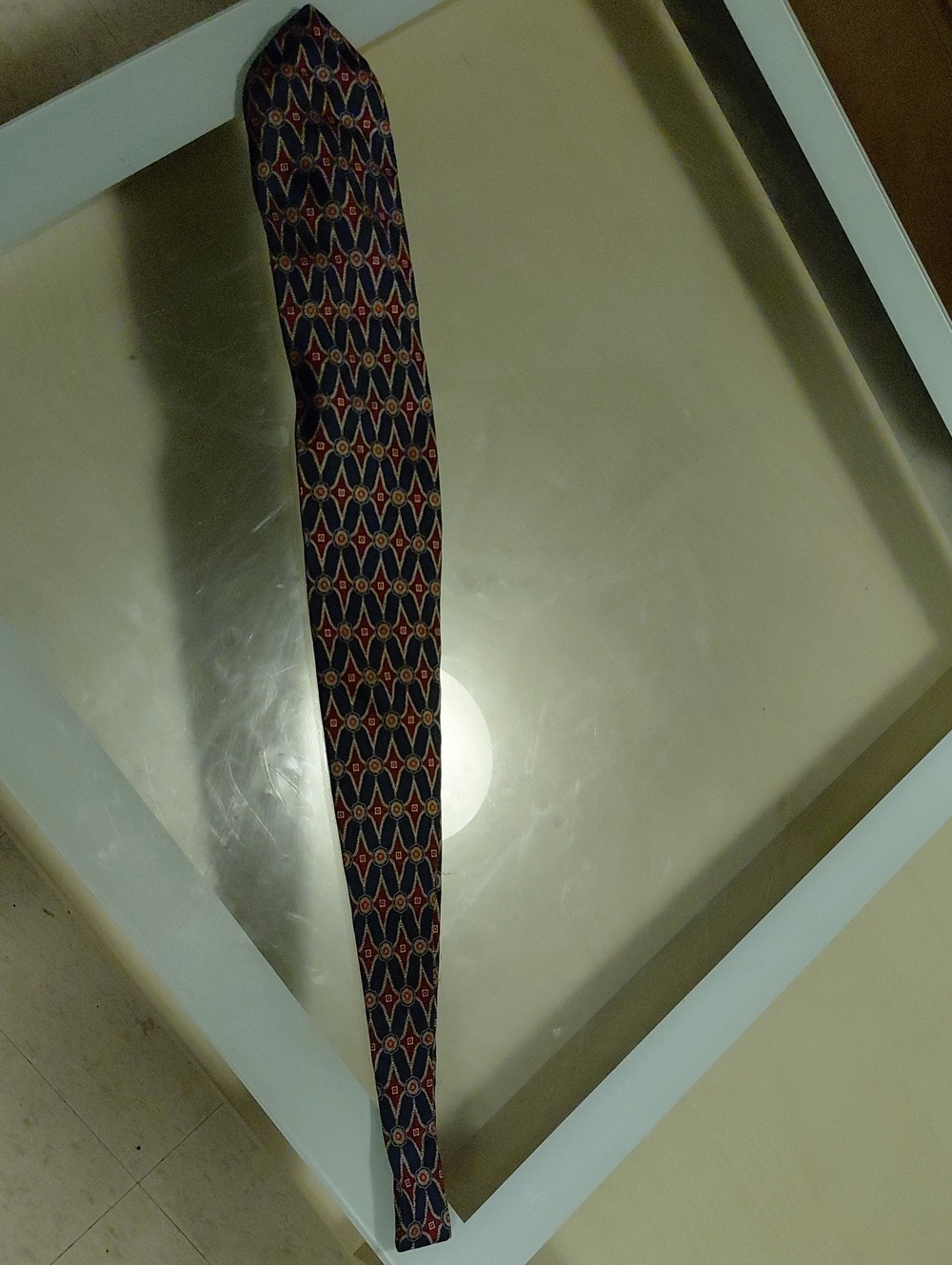 Geometric Pattern Tie in Blue & Red Like New